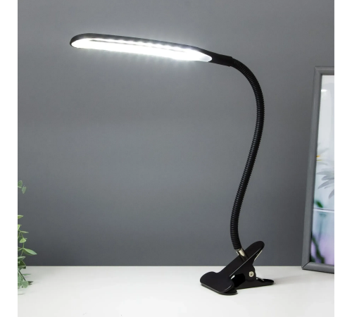 Настольная LED лампа на прищепке, от USB, Berger 1043-TL-10 Black / Светодиодная лампа с гибкой ножкой