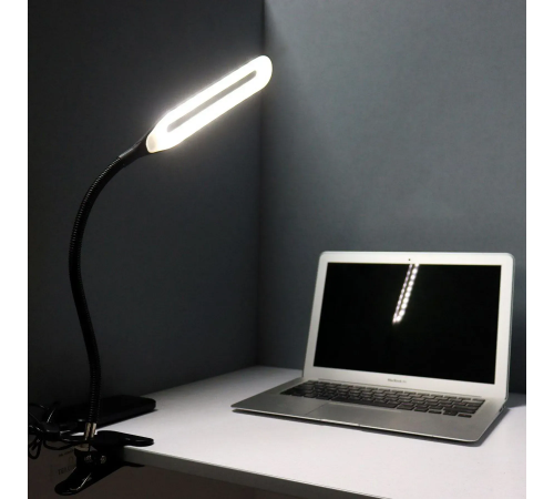 Настольная LED лампа на прищепке, от USB, Berger 1043-TL-10 Black / Светодиодная лампа с гибкой ножкой