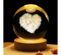 Світлодіодна кришталева куля, декоративна універсальна 3D нічниця, кришталева куля "Серце"