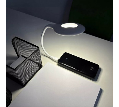 Гибкая USB лампа с голосовым управлением с зарядкой от Power bank белая / Светодиодный фонарь LK-50