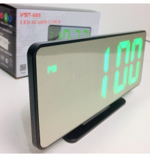 Настольные часы от сети VST-888-4/ 7495 зеленый, температура, USB (60 шт/ящ)