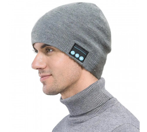Портативная колонка ШАПКА с bluetooth наушниками SPS Hat BT True. Цвет: серый NY-68