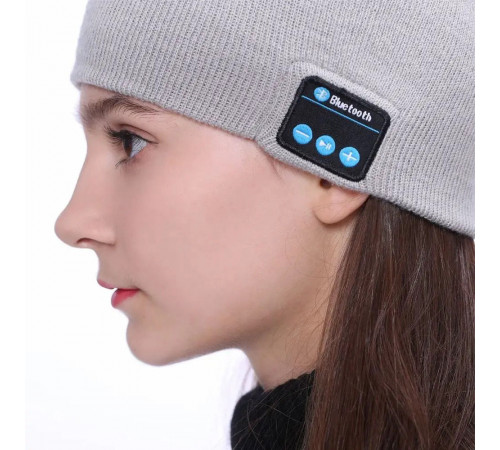 Портативная колонка ШАПКА с bluetooth наушниками SPS Hat BT True. Цвет: серый NY-68