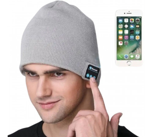 Портативная колонка ШАПКА с bluetooth наушниками SPS Hat BT True. Цвет: серый NY-68