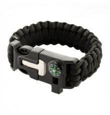 PARACORD БРАСЛІТ З ВІСКОРЕМ, КОМПАСОМ ТА СВИСТКОМ ЧОРНИЙ