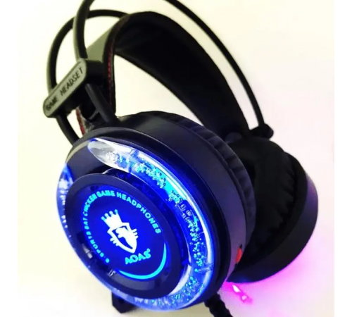 Игровые накладные наушники с микрофоном с RGB подсветкой GAME AS-90