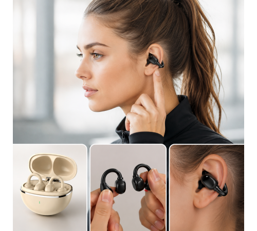 Бездротові спортивні навушники із затискачем на вухо Bluetooth 5.4