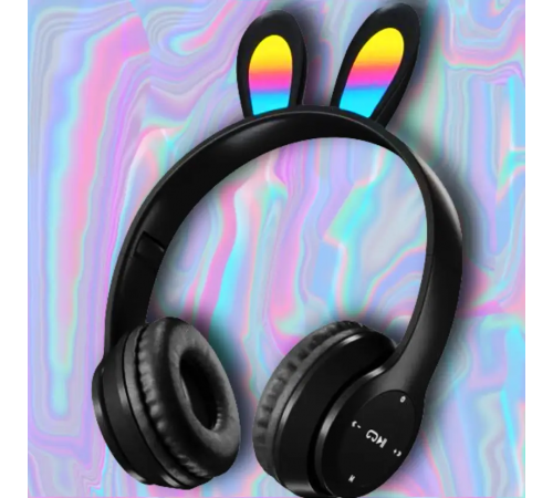Детские беспроводные Bluetooth наушники с ушками зайчика RGB Picun B12 4704/4705 VJ