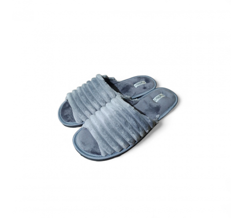 Чоловічі відкриті домашні тапочки "PaGo", сірі вельветові, комфорт і стиль для вашого дому
