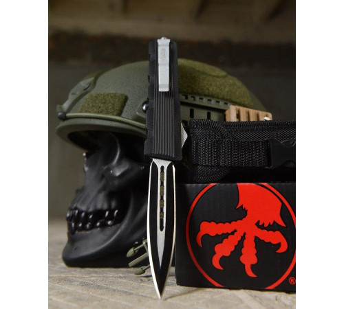 Нож выкидной Microtech чорно сірий