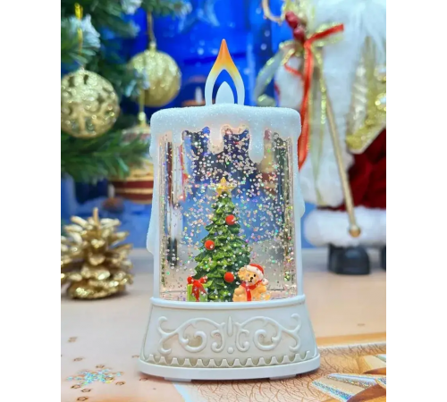 Новогодний музыкальный ночник-светильник XMAS wdl 23005c Музыкальная свеча с Мишкой