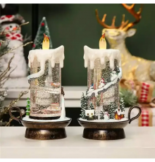 Новогодний музыкальный ночник-светильник XMAS 21020B Музыкальная свеча с Снеговиками
