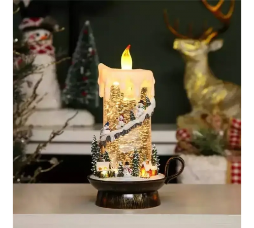 Новорічний музичний нічник-світильник XMAS 21020B Музична свічка зі Сніговиками