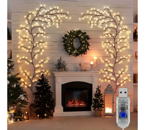 Гирлянда 1,5 м 144 LED, USB, 8 режимов, теплый свет