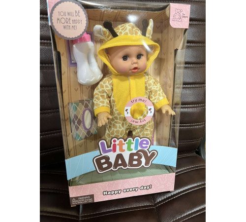 Кукла пупс говорящая с бутылочкой и салфетками Little Baby