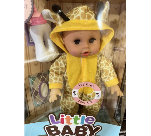Кукла пупс говорящая с бутылочкой и салфетками Little Baby