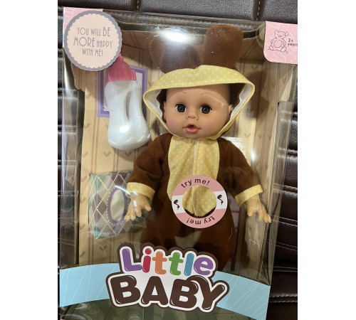 Кукла пупс говорящая с бутылочкой и салфетками Little Baby
