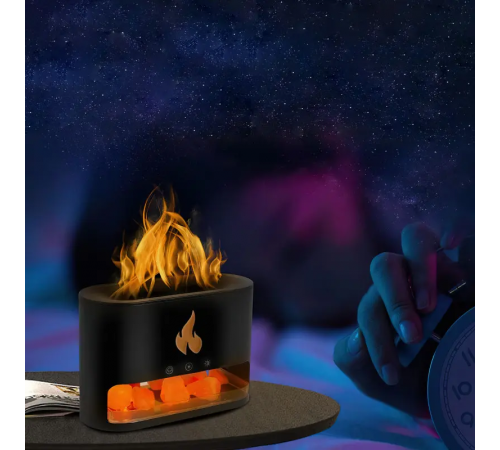 Соляная лампа с ультразвуковым увлажнителем воздуха 3-в-1 Doctor-101 Flame. Солевой светильник ночник с дымом, 4 цвета подсветки