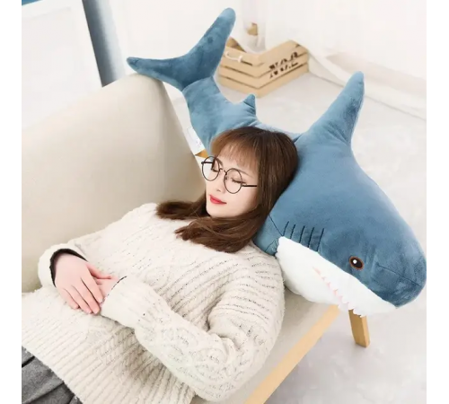 Детская мягкая плюшевая антистресс игрушка-подушка обнимашка Shark Doll "Акула" 110 см