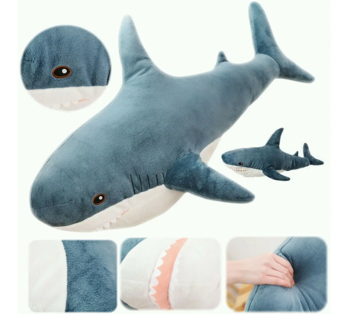 Детская мягкая плюшевая антистресс игрушка-подушка обнимашка Shark Doll "Акула" 110 см