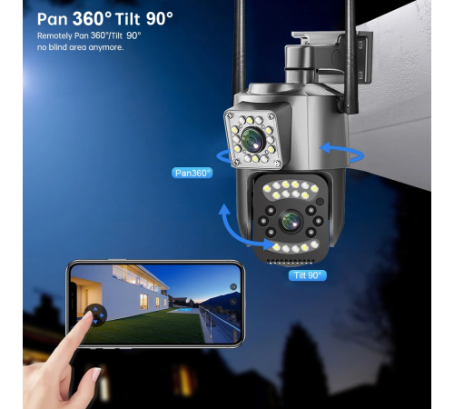 Уличная WIFI камера видеонаблюдения поворотная Smart Home Camera SC03 V380 Pro на два объектива