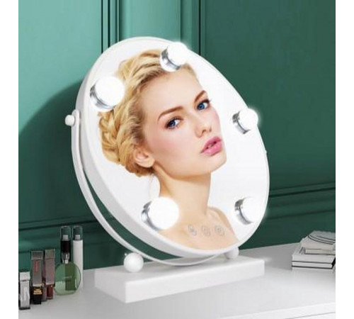 Круглое зеркало для макияжа с LED подсветкой Led Mirror JX-526, 5 LED, Белый