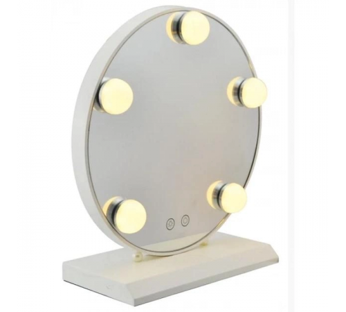 Круглое зеркало для макияжа с LED подсветкой Led Mirror JX-526, 5 LED, Белый