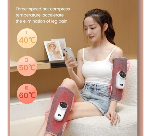 Беспроводной воздушно-компрессионный массажер на ногу с нагревом PORTABLE CALF MASSAGER