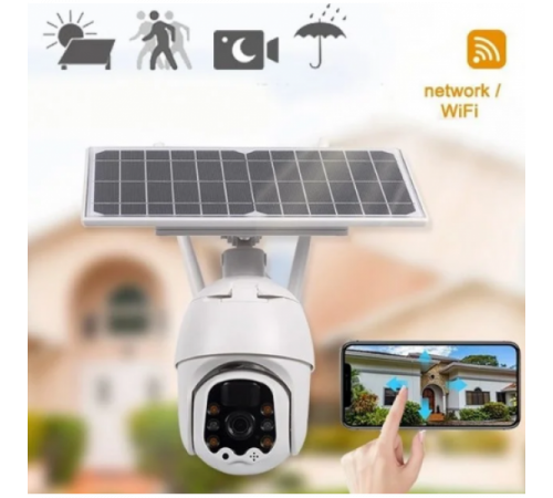 Поворотная уличная IP Solar камера PTZ видеонаблюдения с солнечной панелью