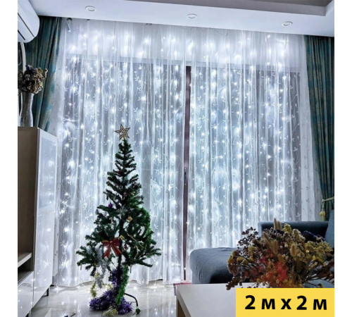 Гирлянда Светодиодная Штора Xmas 160 LED 2х2 м Белый USB