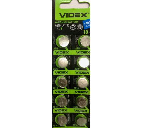 Батар часов Videx AG 10 (LR1130) BLISTER CARD 10pcs за 6 грн