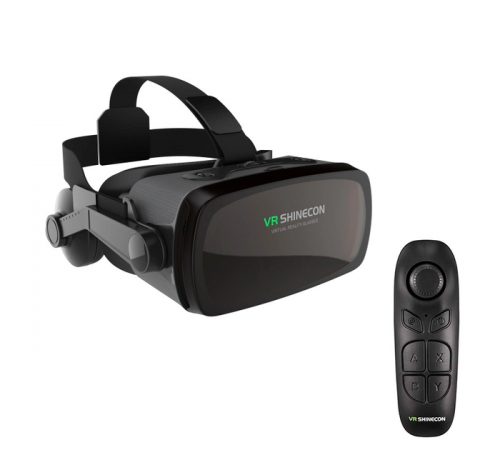 Очки 3D виртуальной реальности ТРМ VR SHINECON c пультом и поддержкой экранов от от 4 до 6 дюймов Черный