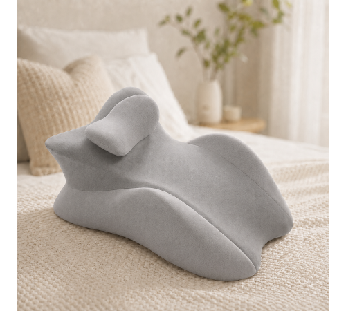Сірий Подушка ортопедична pillow-06 / Подушка клиноподібна для сну з поліестеру / Ортопедична подушка для підтримки тіла Relax Pillow