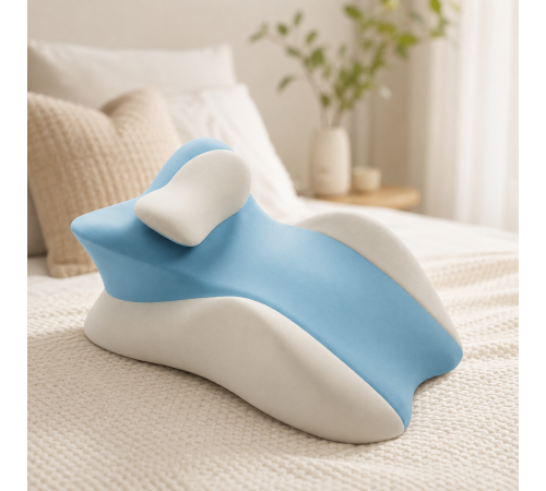 Голубая Подушка ортопедическая pillow-06 / Клинообразная подушка для сна из полиэстера / Ортопедическая подушка для поддержания тела Relax Pillow