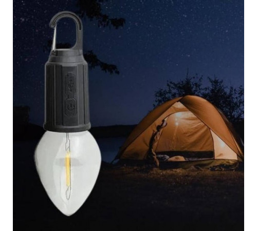 Лампочка з акумулятором + карабін, від USB, BL HK-169B / Підвісна LED лампочка / Ліхтар для кемпінгу