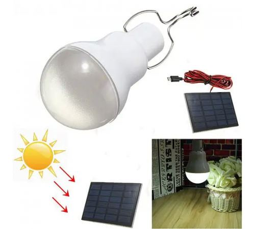 Лампа світлодіодна акумуляторна VHG CL-028 із сонячною панеллю 10Вт 5600K 6В Led Solar Emergency Bulb(8423)