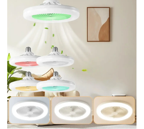 Лампа - вентилятор в патрон+пульт LED AROMATHERAPY FAN LIGHT CHP-008 RGB 2835RGB