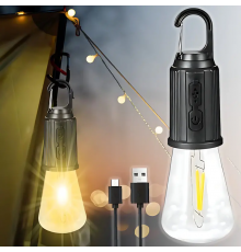 Лампочка с аккумулятором + карабин, от USB, BL HK-169C / Подвесная LED лампочка / Фонарь для кемпинга