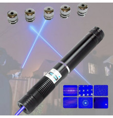 Лазерна указка (лазерний вказівник) 10000МВт синя з насадками Laser Blue YXB 008