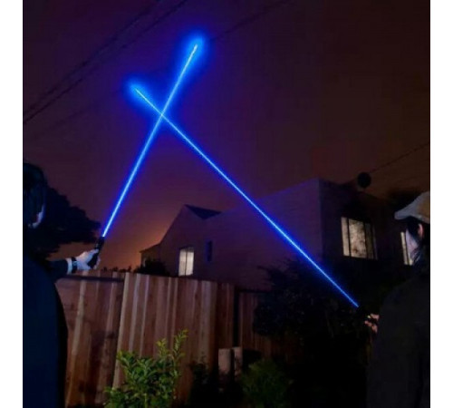 Лазерна указка (лазерний вказівник) 10000МВт синя з насадками Laser Blue YXB 008