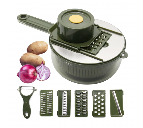 Ручная овощерезка 10в1 слайсер с корзиной, Vegetable Cutter / Мультислайсер с насадками / Терка для овощей