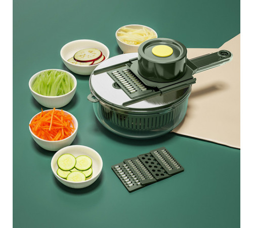 Ручная овощерезка 10в1 слайсер с корзиной, Vegetable Cutter / Мультислайсер с насадками / Терка для овощей