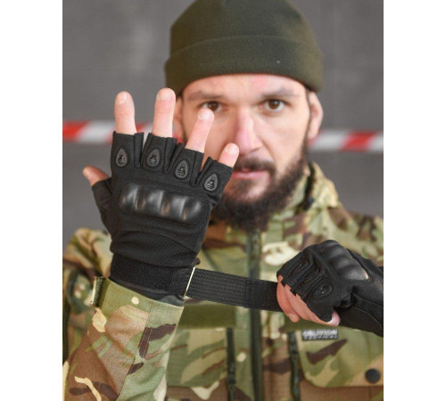 Рукавички тактичні black безпалі ВТ6244