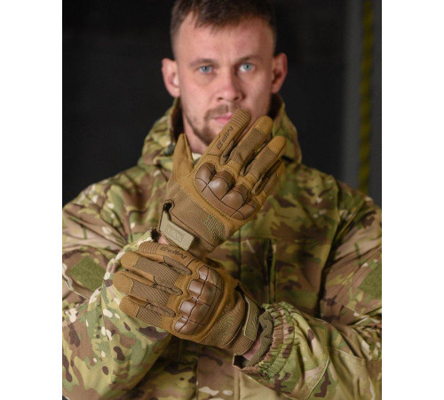 Зимові чоловічі тактичні рукавички Mechanix energy із захисними накладками койот