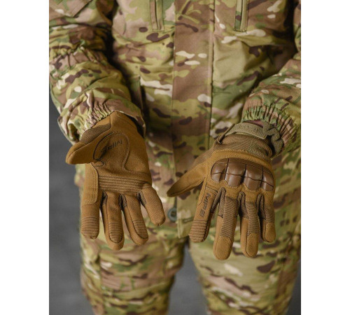 Зимові чоловічі тактичні рукавички Mechanix energy із захисними накладками койот
