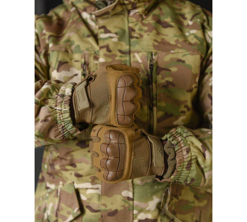 Зимові чоловічі тактичні рукавички Mechanix energy із захисними накладками койот