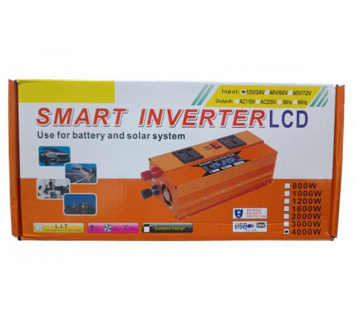 Преобразователь напряжения с 12V/24V 220V 4000W LCD SMART (EY4000W)