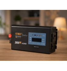 Перетворювач AC/DC 2600W AX Sine з чистим синусом / Перетворювач напруги з чистим синусом, дисплеєм та виходами: 3 x USB, 1 x Type-C / Інвертор автомобільний