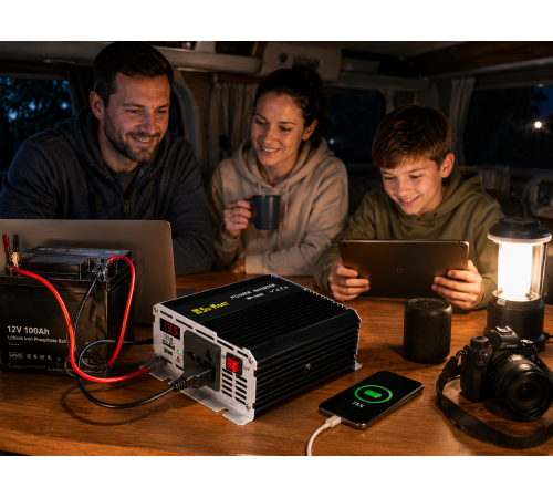 Преобразователь AC/DC RPI 500W SU-KAM / Преобразователь напряжения с вольтметром / Автомобильный инвертор 12-220 В