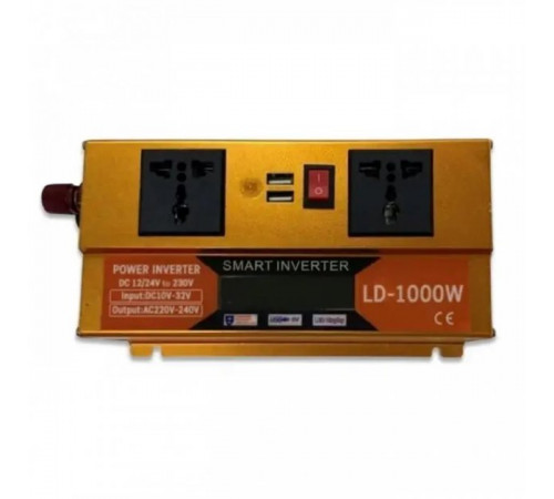 Преобразователь Инвертор 1000W 12V/24V + LCD, золотой